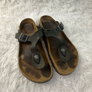 Birkenstock • Black leather sandals • 8.5